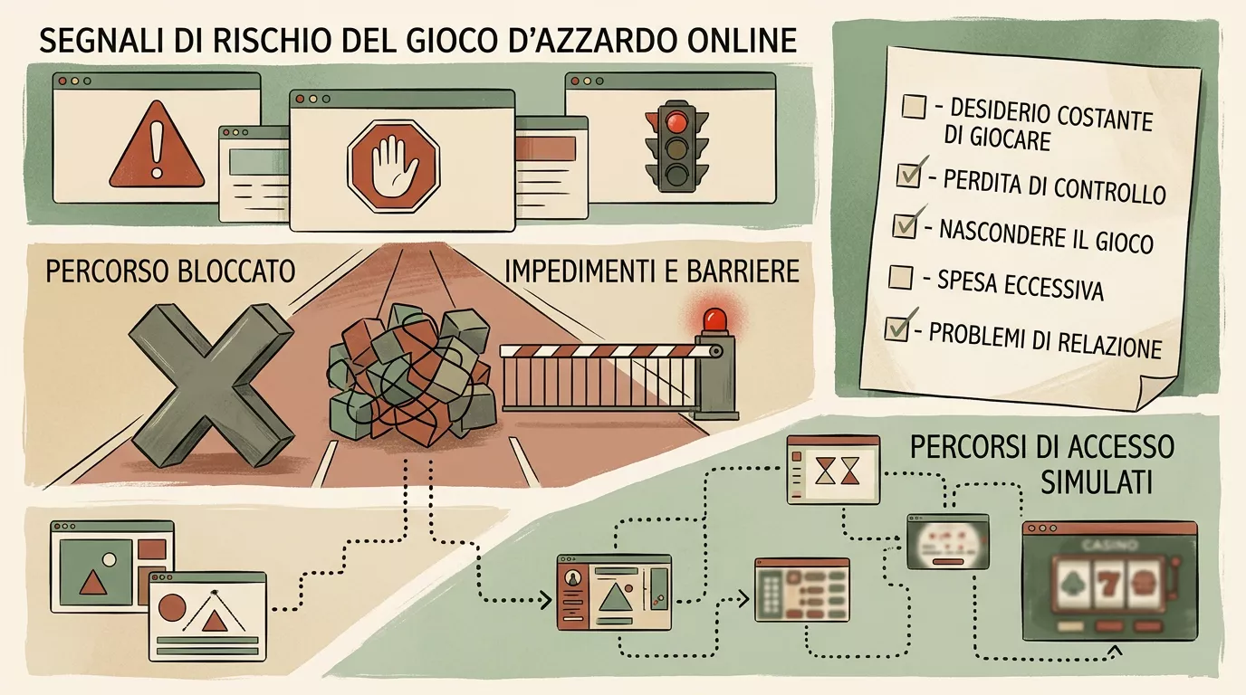 Mappa visiva di segnali di rischio collegati a siti di gioco bloccati